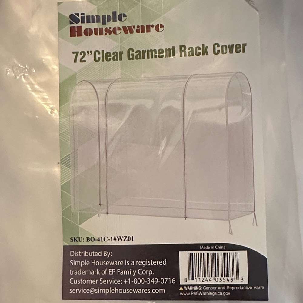 Simple Houseware Clear Garment Rack Cover - Picture 2 of 2